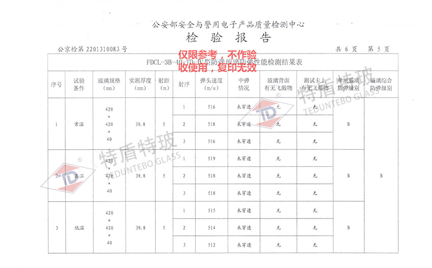 防彈玻璃檢測報告